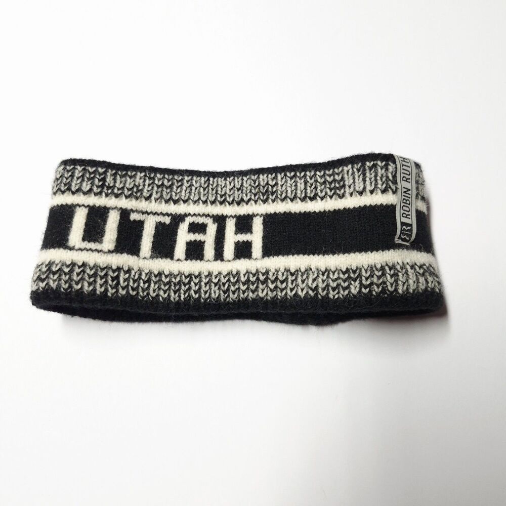 Robin Ruth Utah Knit Headband Ear Warmer Black White Winter Ski Souvenir Travel